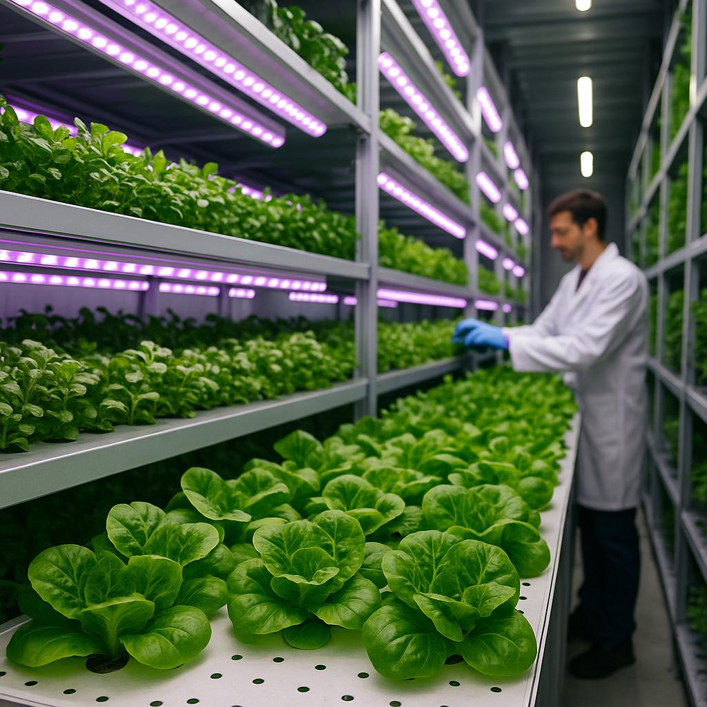 Innenansicht – Salat unter LED